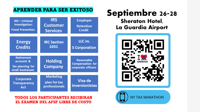 Anuncio NY TAX MARATHON 2023 - Temas para FB