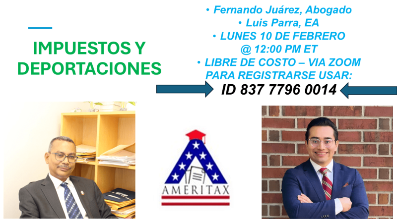 IMPUESTOS Y DEPORTACIONES. Anuncio para el webinar 10 de febrero